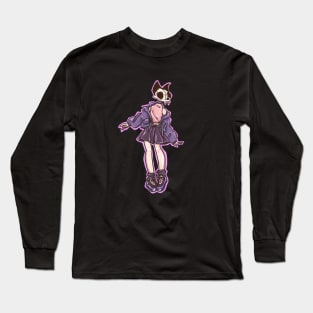 Skull cat girl fashion outfit Long Sleeve T-Shirt